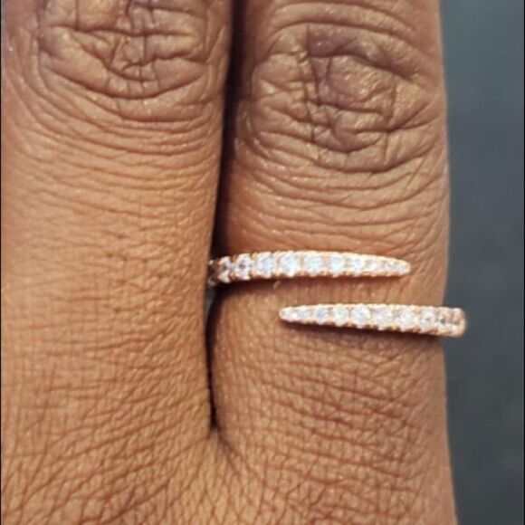 Zirconia Open Twist Wrap Ring 925 Stamped Gold Rose Gold or Sterling Silver - Picture 12 of 14